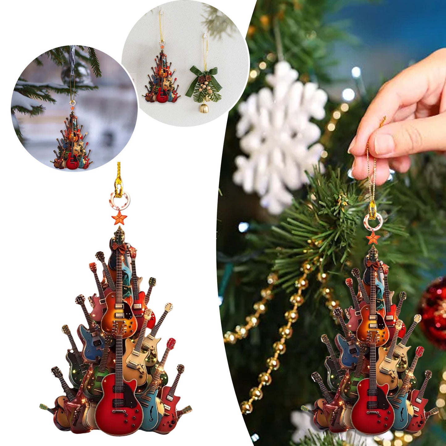 Rockin' Around The Guitar Christmas Tree Ornament