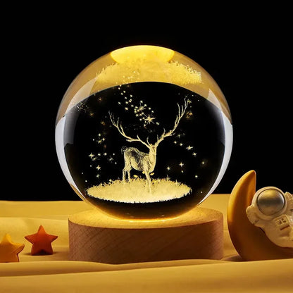 3D Galaxy Crystal Night Light - Planet Lamp, Bedside Decor &🎄 Christmas Gift Idea