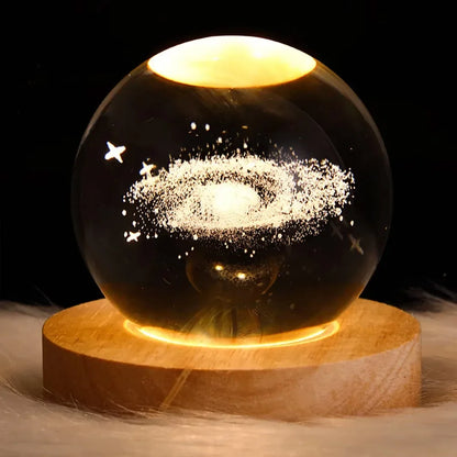 3D Galaxy Crystal Night Light - Planet Lamp, Bedside Decor &🎄 Christmas Gift Idea